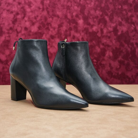 Stuart Weitzman Women Tieback 75mm Black Leather Dress Ankle Boots sz 12